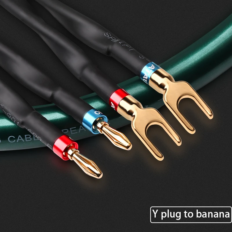 ATAUDIO Ein Paar HIFI Lautsprecher Kabel Hallo-end OCC Lautsprecher Draht Für Hallo-fi Systeme Y Stecker Bananen stecker Lautsprecher kabel 4