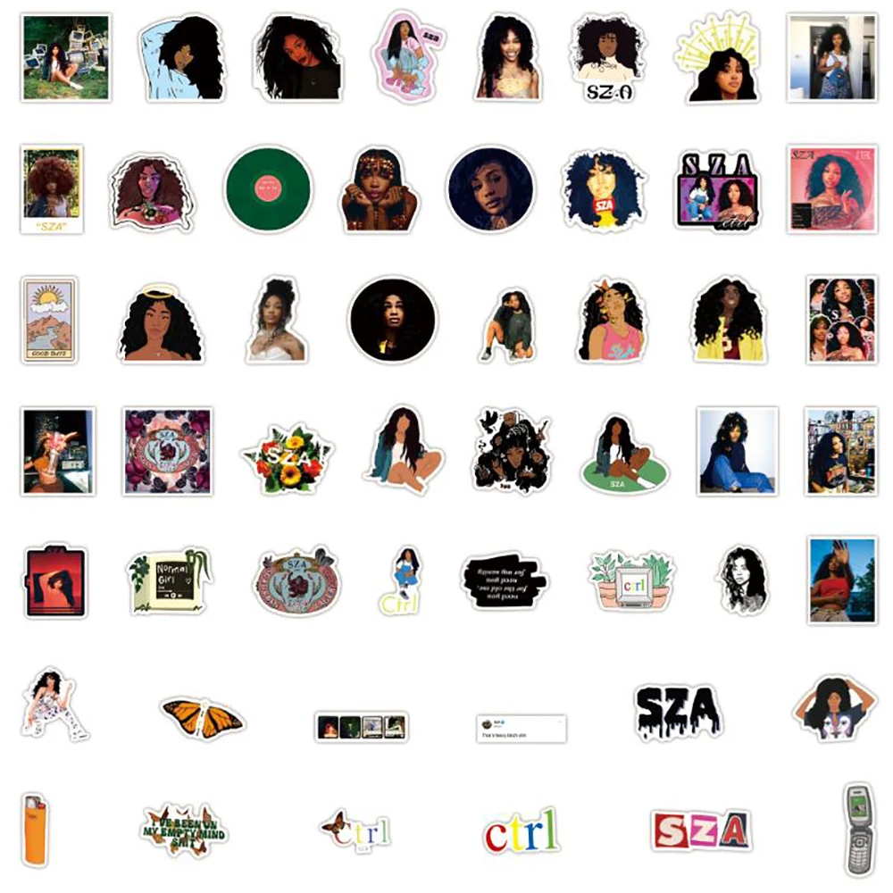 10/30/50PCS Singer SZA Graffiti สติกเกอร์คลาสสิกของเล่นตู้เย็นกระเป๋าเดินทางสเก็ตบอร์ดกีตาร์ DIY Cool Decals เด็กสติกเกอร์1