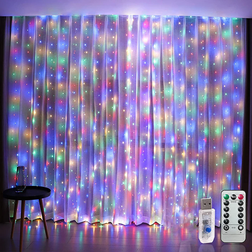 3x3m 3x2m 3x1m Fairy Curtain Light LED USB Garland String Lights for Room Home Bedroom Window Holiday Christmas Party Decoration