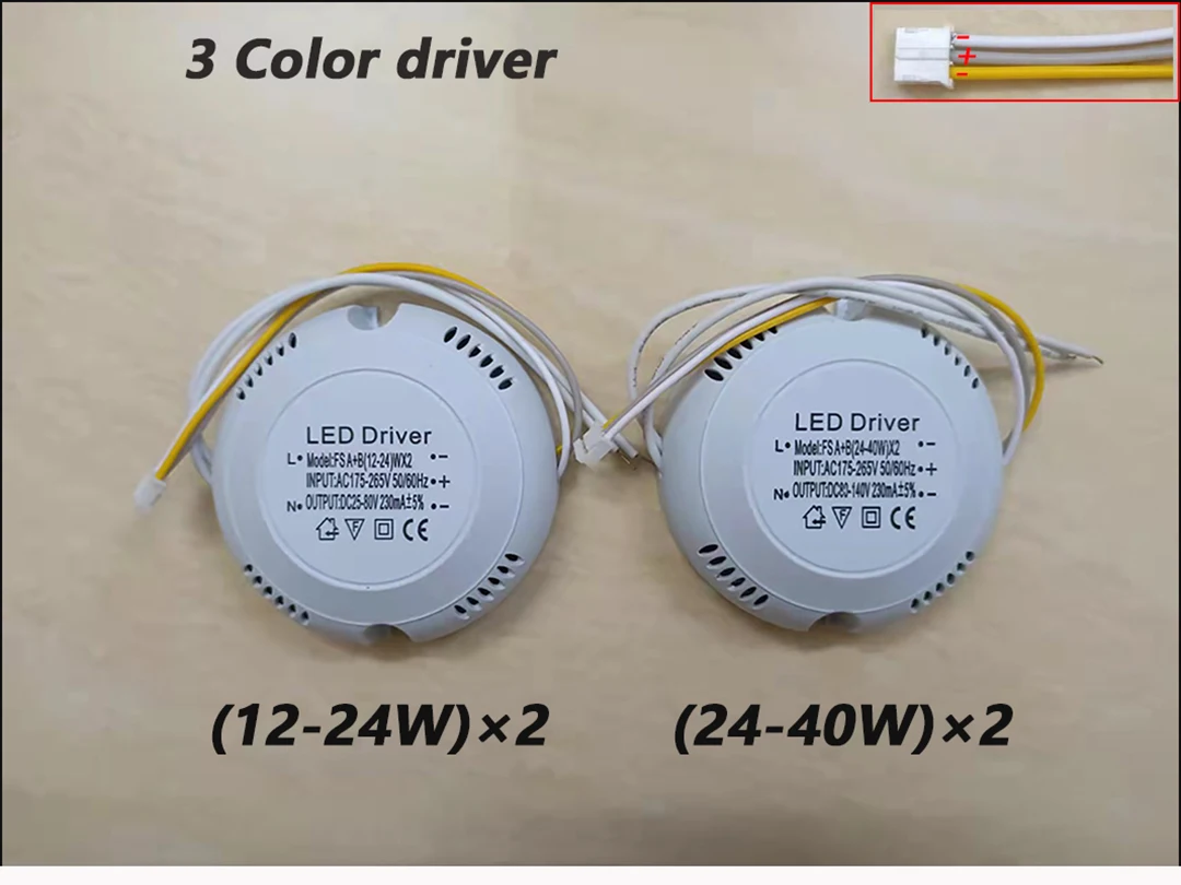 LED Driver Current 240mA 12-24W/24-40W SMD PCB Light Ceiling Power Supply 3 Color 3Pin Lighting Transformers Input AC175-265V