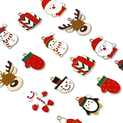 10PCs Happy Christmas Series Charms Pendant Cute Gloves Santa Claus Enamel Pendant For DIY Necklace Earrings Jewelry Making