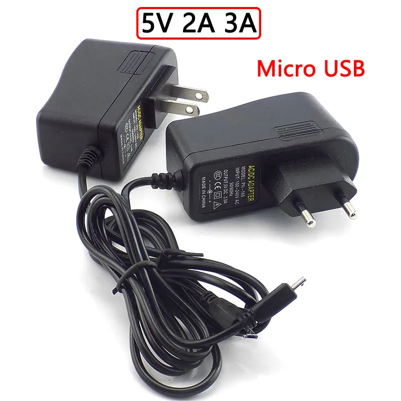 5V Adapter 2A 3A Micro Usb Power Adapter Supply Oplader Voor Raspberry Pi 3 Nul Model B B + Tablet Pc Converter Us Eu Plug