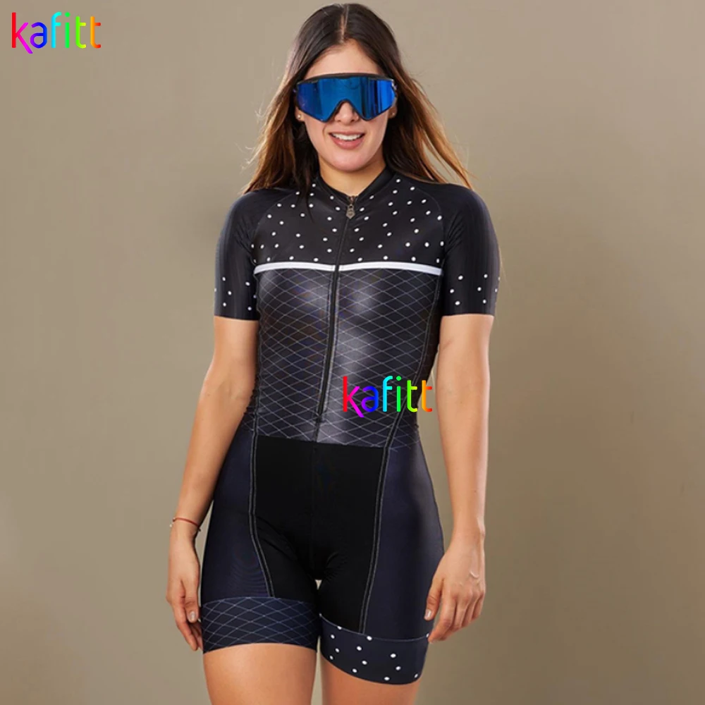 

Kafitt Women's Short Cycling Clothing Triathlon Skinsuit Sets Little Monkey Macaquinho Ciclismo Feminino Jumpsuit Kits 20D Pad