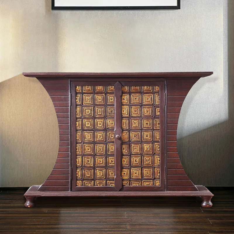 

Southeast Asian handmade solid wood two-door porch cabinet Thai style clubhouse restaurant hotel locker furniture