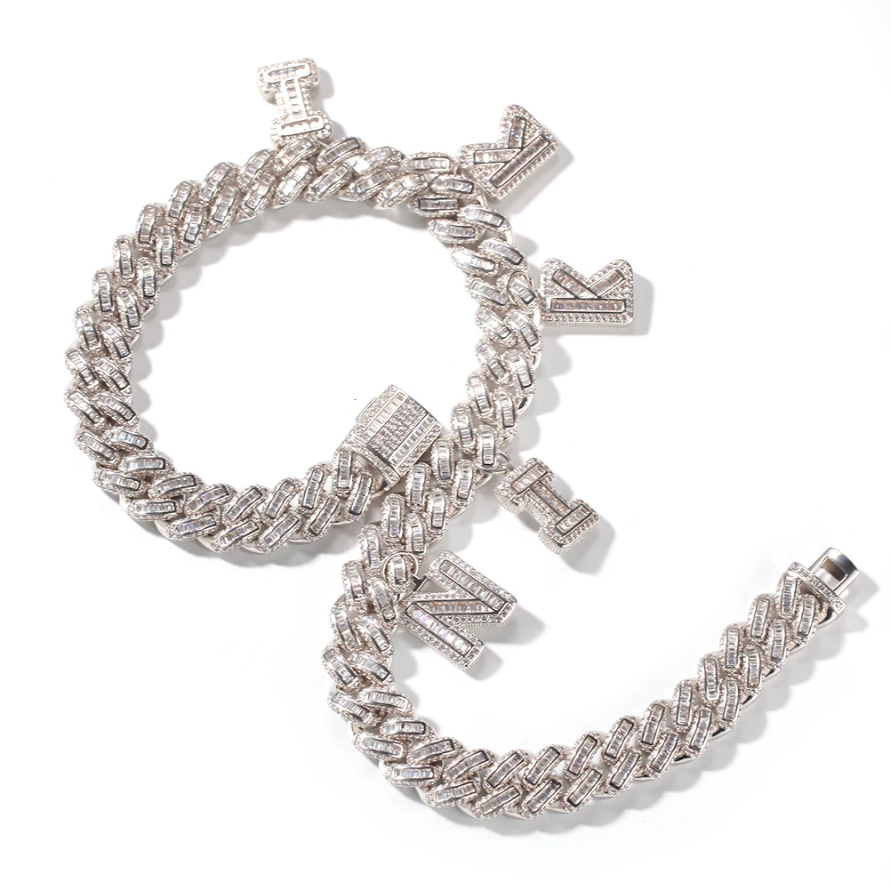 Imagem -06 - Rei Bling-colar Nome Personalizado Baguette Zircon Miami Cuban Link Chain Letras Faça Você Mesmo cz 13 mm Luxo Hip Hop Jóias Presente o