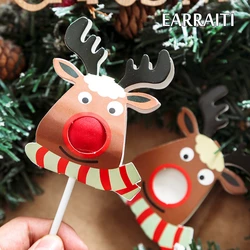 25PCS Christmas Candy Decoration Lollipop Decoration Card Reindeer Christmas Deer Paper Card For Kids Party Favor Lollipop Candy