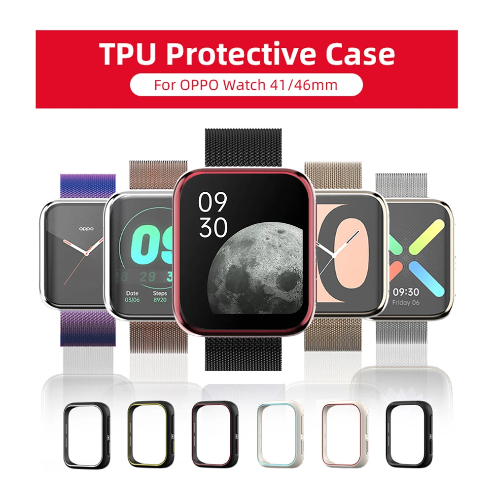 SIKAI Casing Pelindung TPU Lembut untuk OPPO Watch 41/46Mm Cangkang Pelindung Bumper PENUTUP UNTUK OPPO Watch 41Mm 46Mm Aksesori