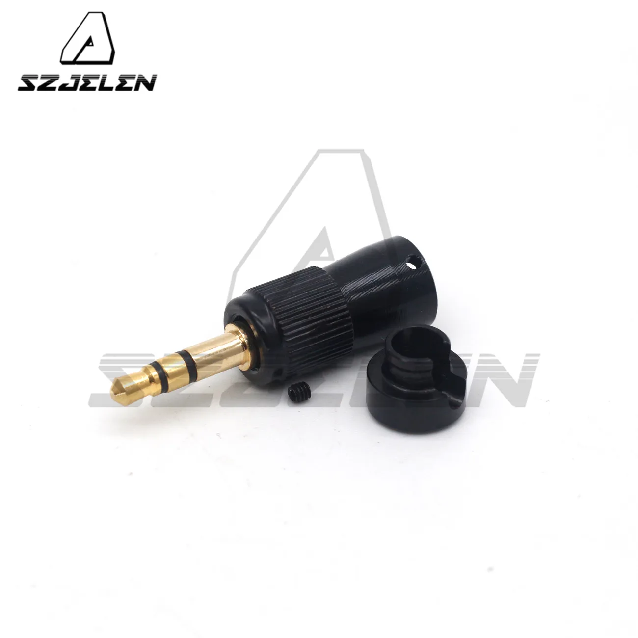 Rotatable 3.5 mm TRS connector with flat cap right angle elbow