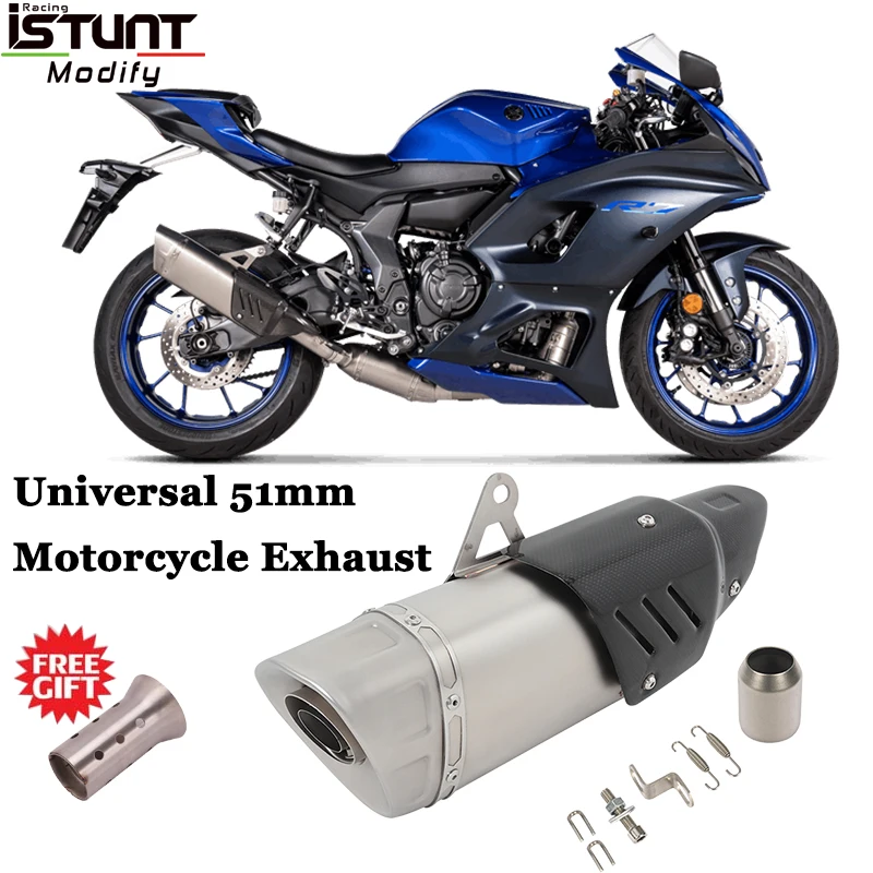 

Universal 51mm Motorcycle Exhaust Pipe Escape For CBR650R MT07 R1 Ninja 650 DUKE Modify Motocross Carbon Fiber Muffler DB Killer