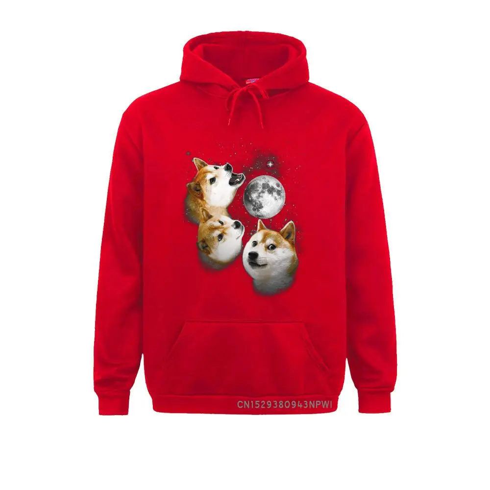 Three Doge Moon Shiba Inu Sweatshirt For Male Soft Homme Pullover Hooded Faddish Harajuku Streetwear