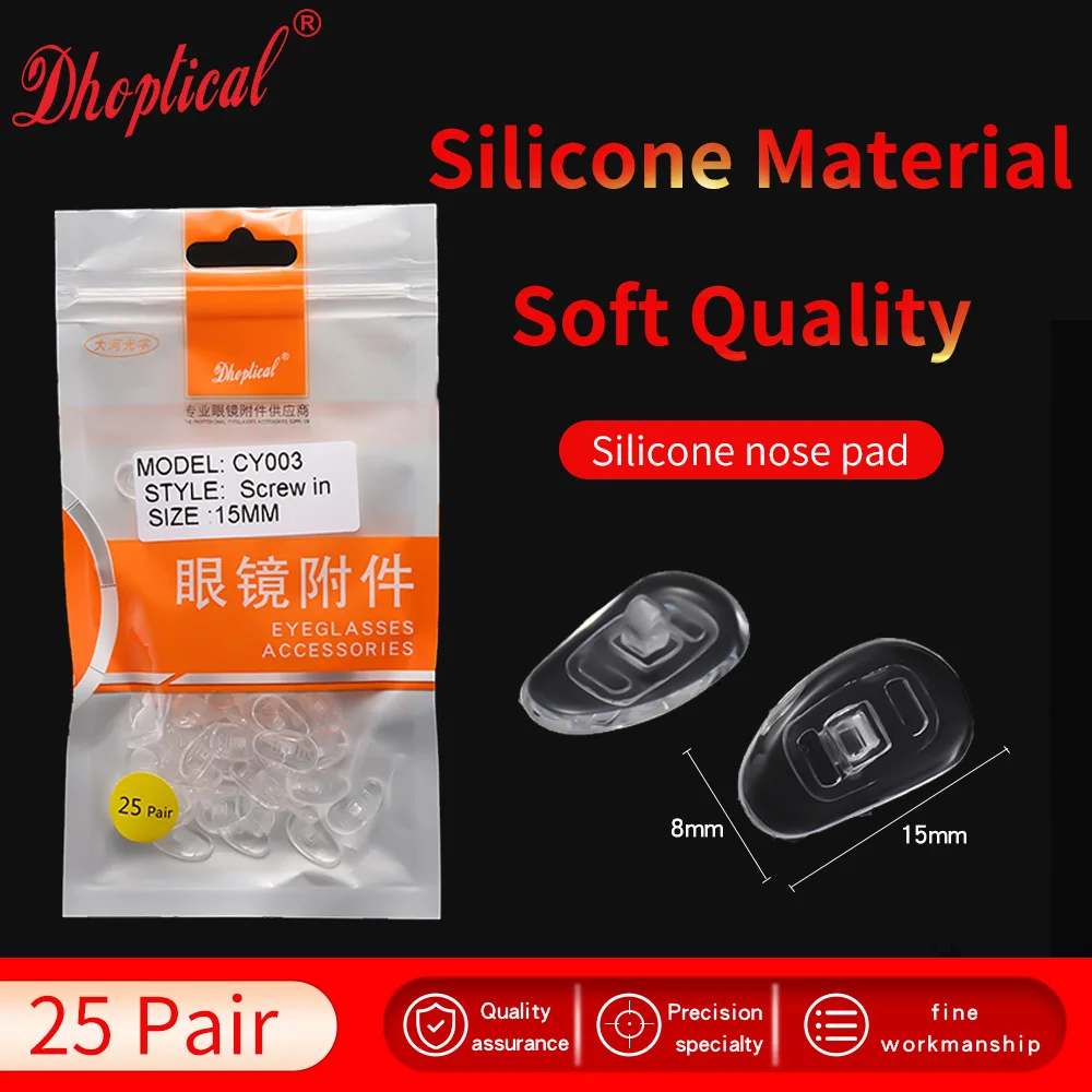 （25pair) silicone nose pad eyewear part push in or screw in left and right soft material by Dhoptical