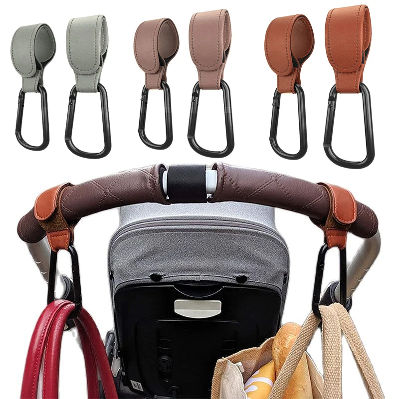 2pcs Baby Stroller Hook Soft PU Leather Pram Hooks Baby Car Bag Stroller Organizer Travel Accessories Bebe Stroller for Dolls