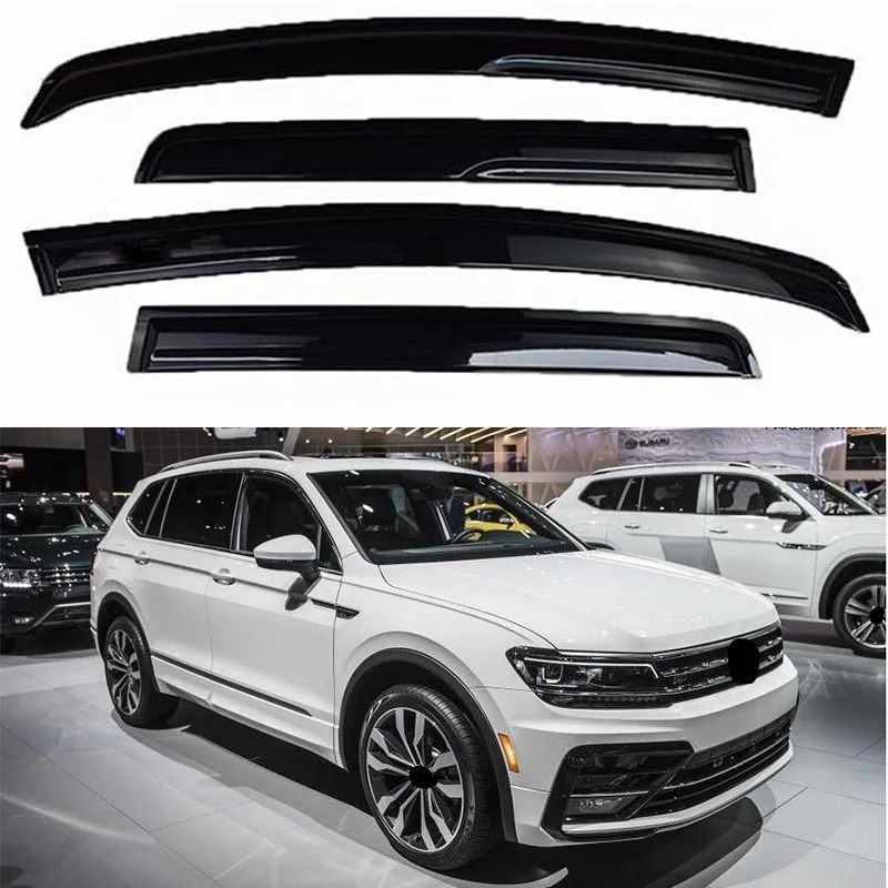 For VW Tiguan 2017 2018 2019  Black Weather Shield Sun Rain Guards 4PCS