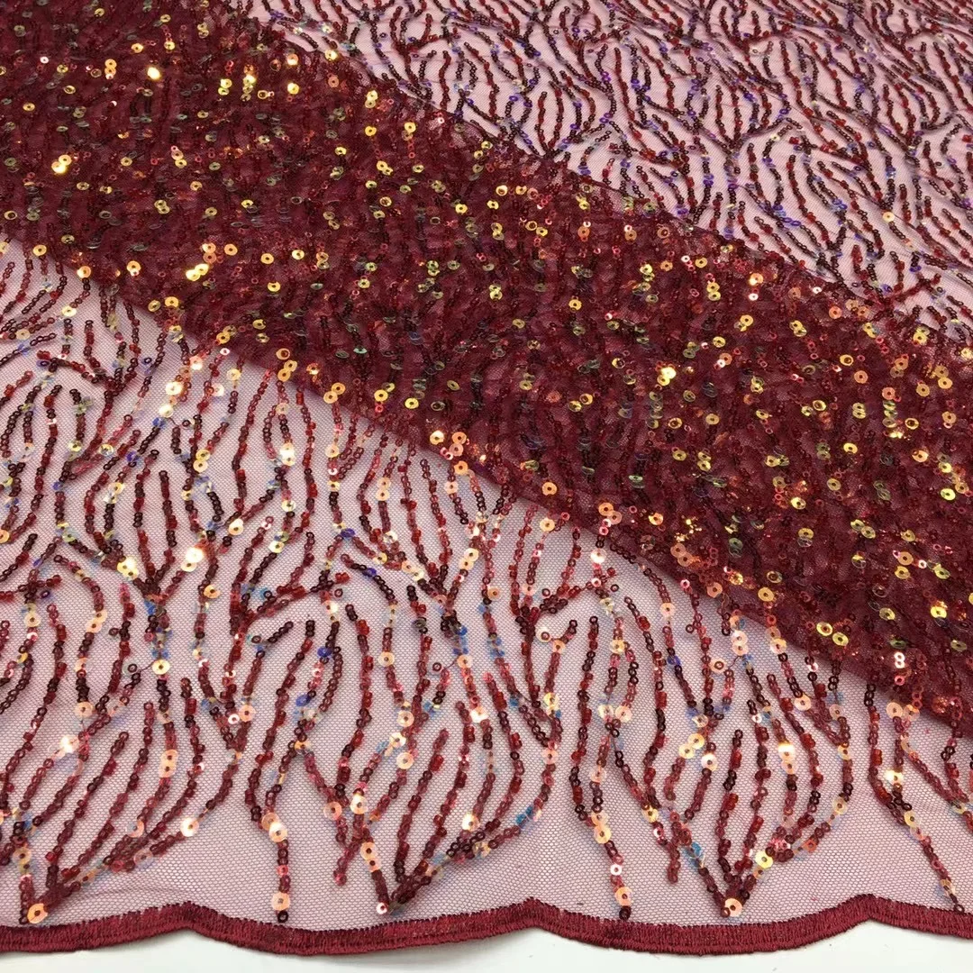 

Beaded Lace High Quality African Sequins Lace Fabric for Bridal Material French Net Lace TS9811