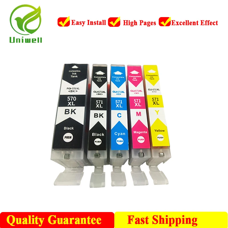 Uniwell PGI-570XL CLI-571XL Compatible Ink cartridge For Canon Printer MG5750 MG5751 MG5752 MG5753 MG6850 MG6851 MG6852 PGI570