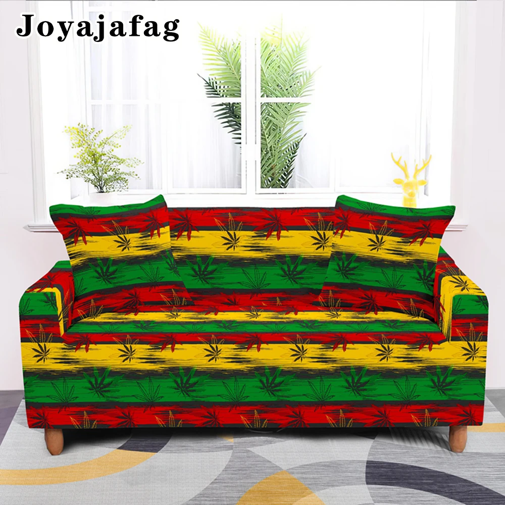 1/2/3/4 Seat Weed Leaves Sofa Covers For Living Room Sectional Corner Full-cover Armchair Couch Cover Elastic L Shape Slipcover