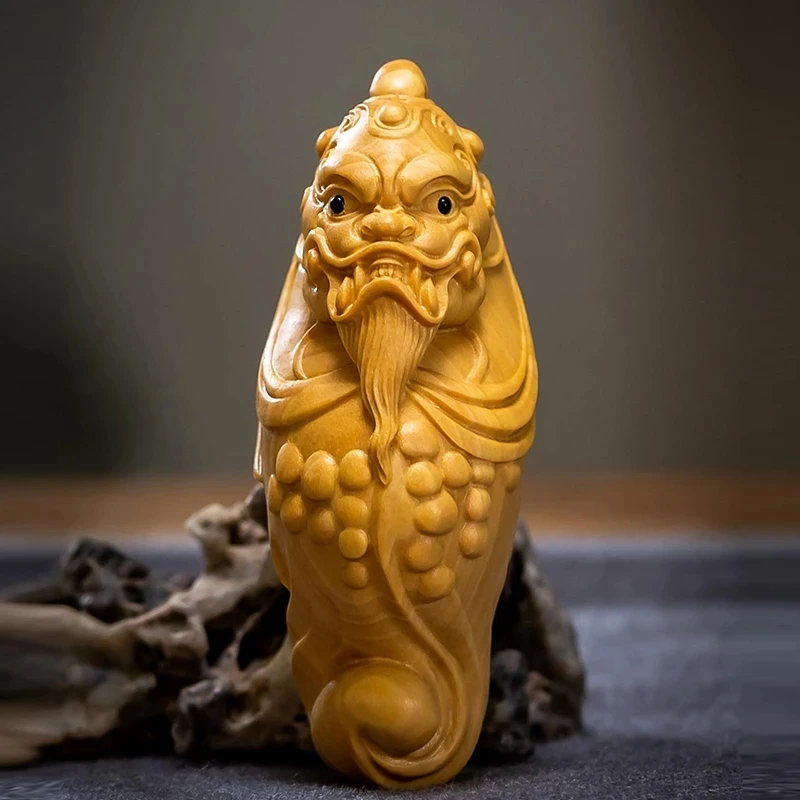 

7cm Pixiu Boxwood Statue Chinese Feng Shui Pendant God Beast Sculpture Wooden Pet Home Decoration