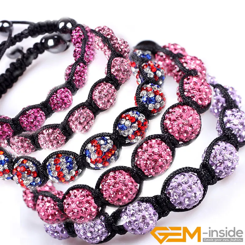 Crystals Bracelet Jewelry 10mm Micro Pave CZ Disco Ball Rhinestones Beads Bangles For Women Gifts