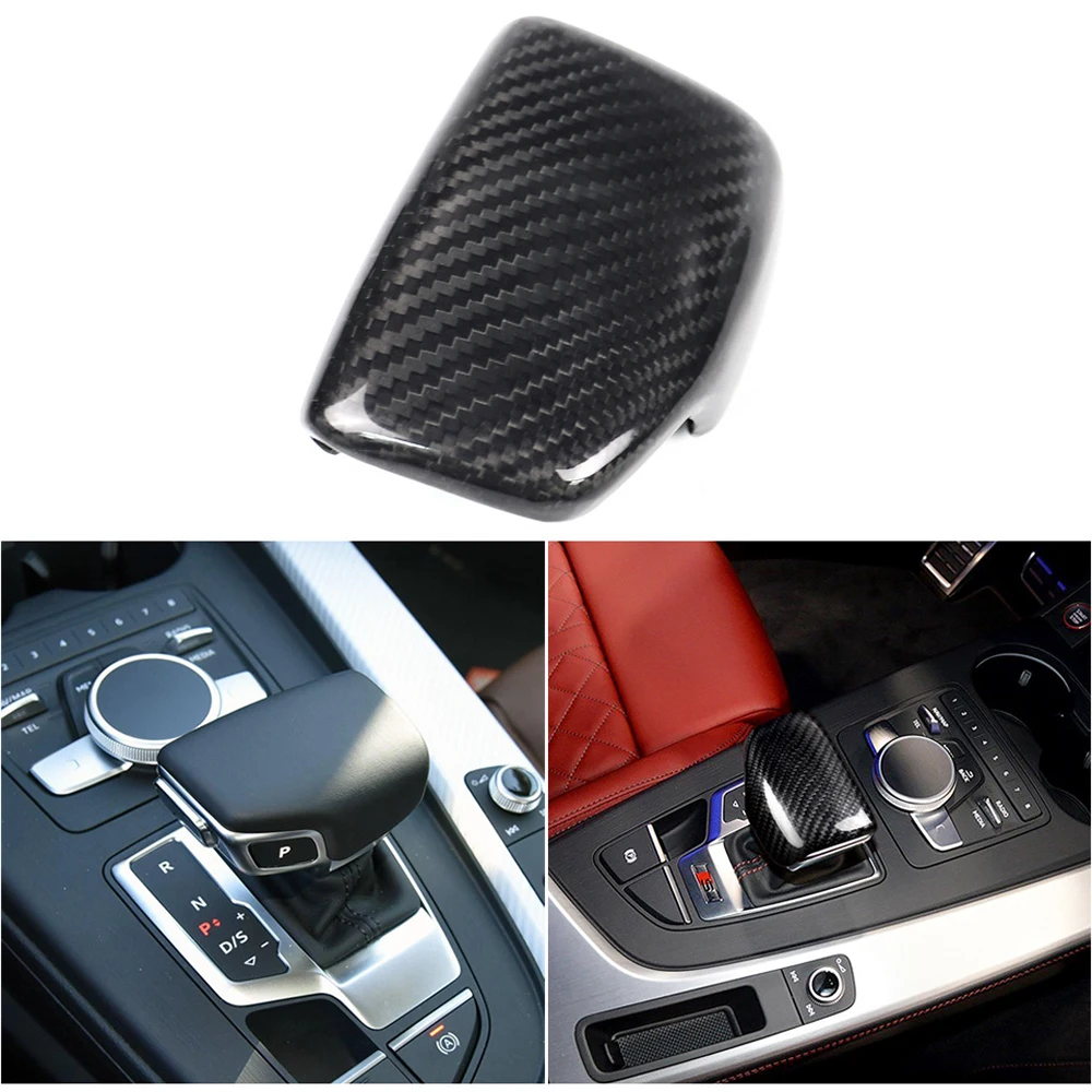 

Real Carbon Fiber For AUDI A4 S4 RS4 B9 A5 S5 RS5 Q5 Q7 2016 2017 2018 2019 AT Car Styling Gear Shift Knob Head Cover Trim LHD