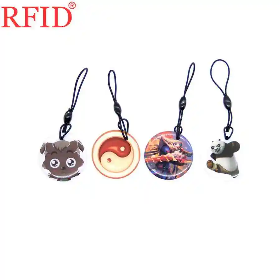 UID S50 1K 13.56Mhz Changeable Rewritable RFID IC Card Badge Token Cartoon Pattern Keyfob Multiple Choices Keychain 1