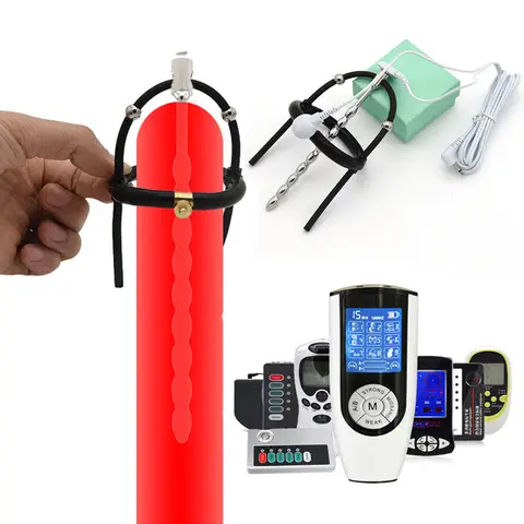 BDSM Strong Electric Shock Penis Plug Urethral Sound Catheter Electro Stimulation Bead Massage Cock Expand Ring Male Sex Tool