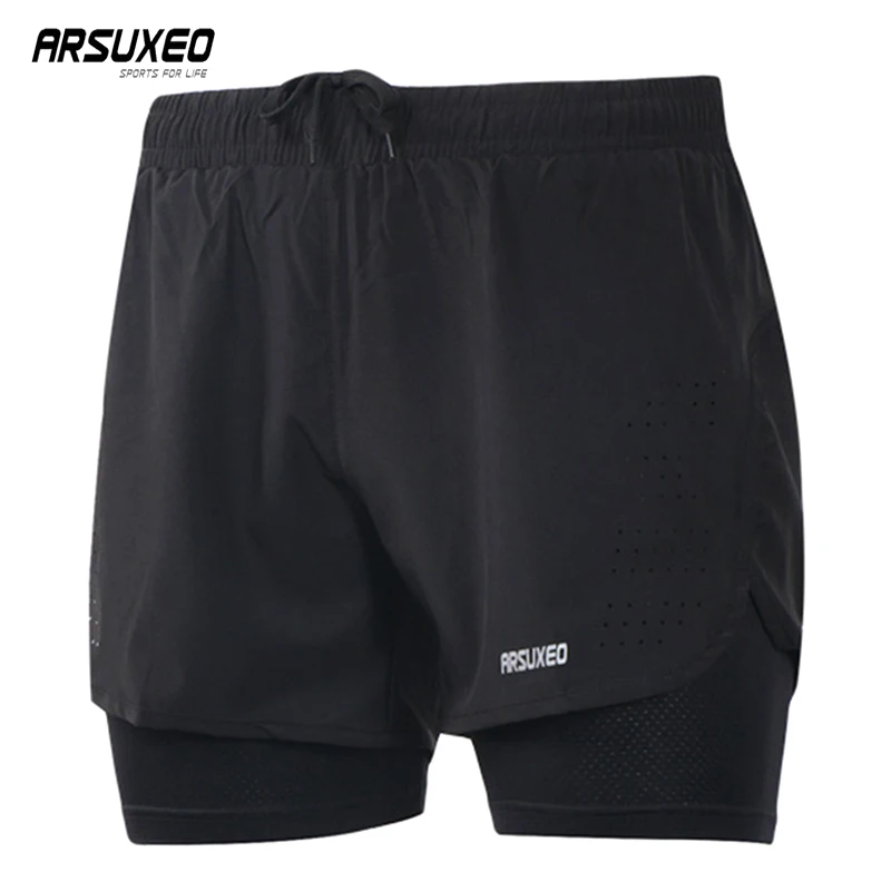 ARSUXEO Men\'s Cycling Shorts Quick Drying Sweatpants With Pocket Loose Fitness Sports Shorts Breathable Mountain Bike Shorts