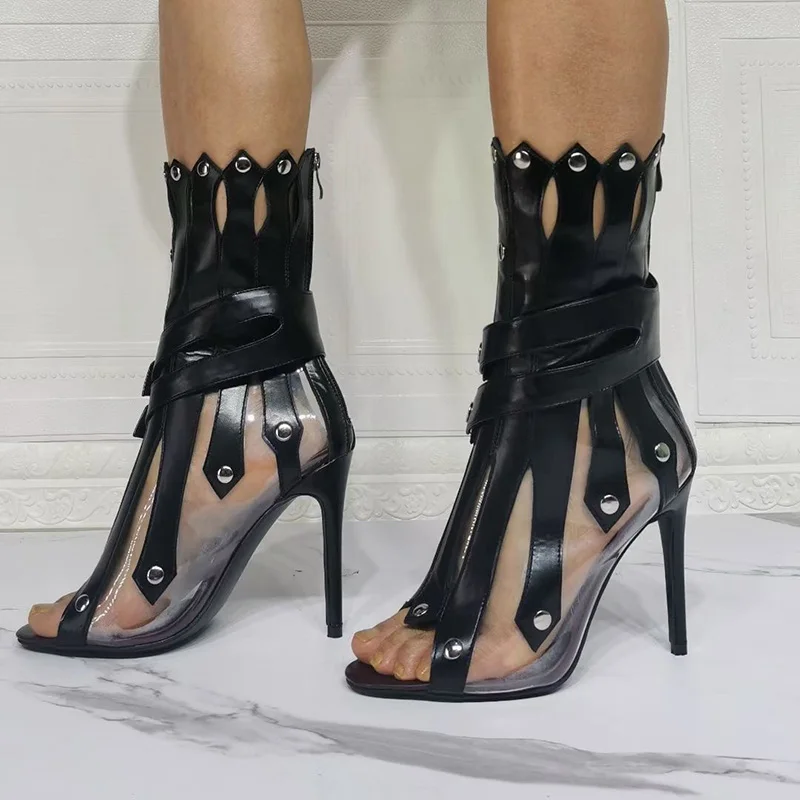 Olomm 2021 New Women Gladiator Sandals Sexy Thin High Heels Shoes Open Toe Black White Club Wear Shoes Women US Plus Size 5-15