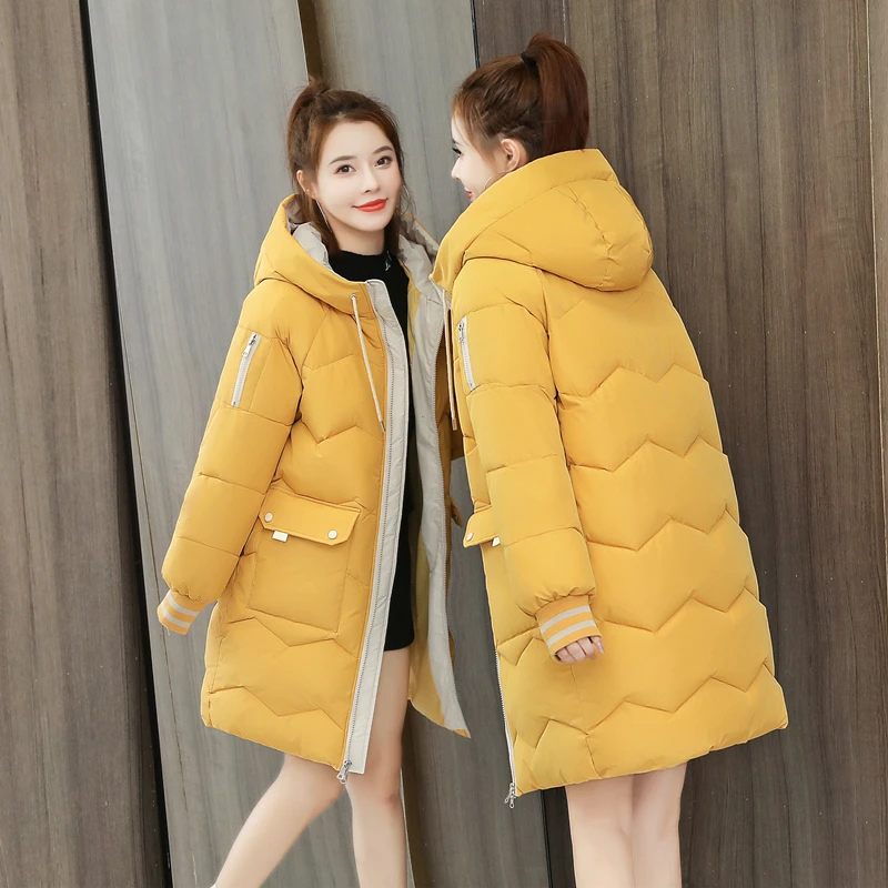 2023 Winter Women Jacket Coats Long Parkas Female Down cotton Hooded Overcoat Thick Warm Jackets Windproof Casual Student Coat