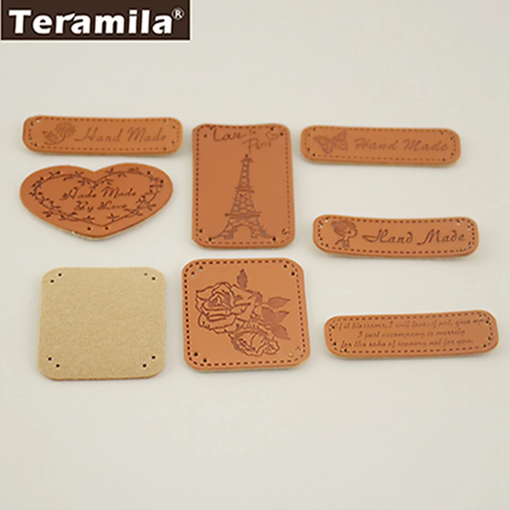 Zakka Rose Butterfly Eiffel Tower Embossed PU Leather Labels 8 Designs Handmade Sewing Decorative DIY Accessories 1.5cm-3.5cm