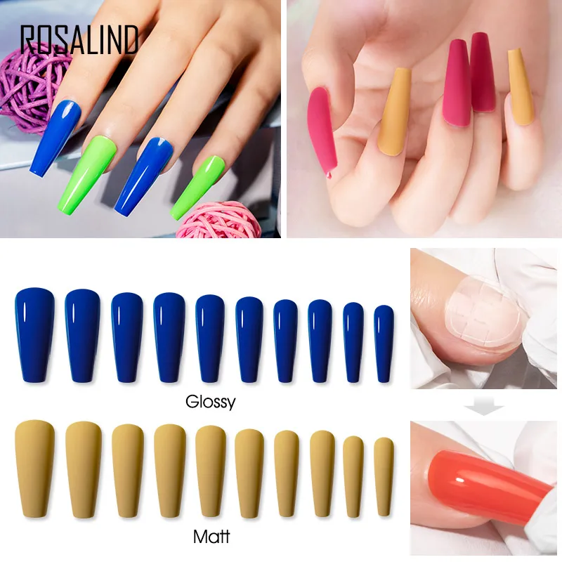 

ROSALIND False Nail Tips Tools Gel Nail Color Card Show Artifical Fake Nail Press on Art Design Set For Manicure Gel Glue