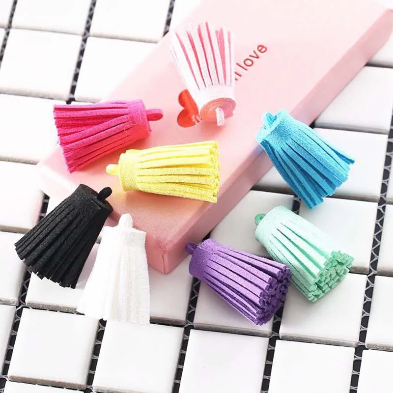 Vintage Leather Tassels for DIY Craft, 3cm, Mini Fat, Suede, Phone, Tassels, Pendant Earrings, Jewelry Making, 10Pcs