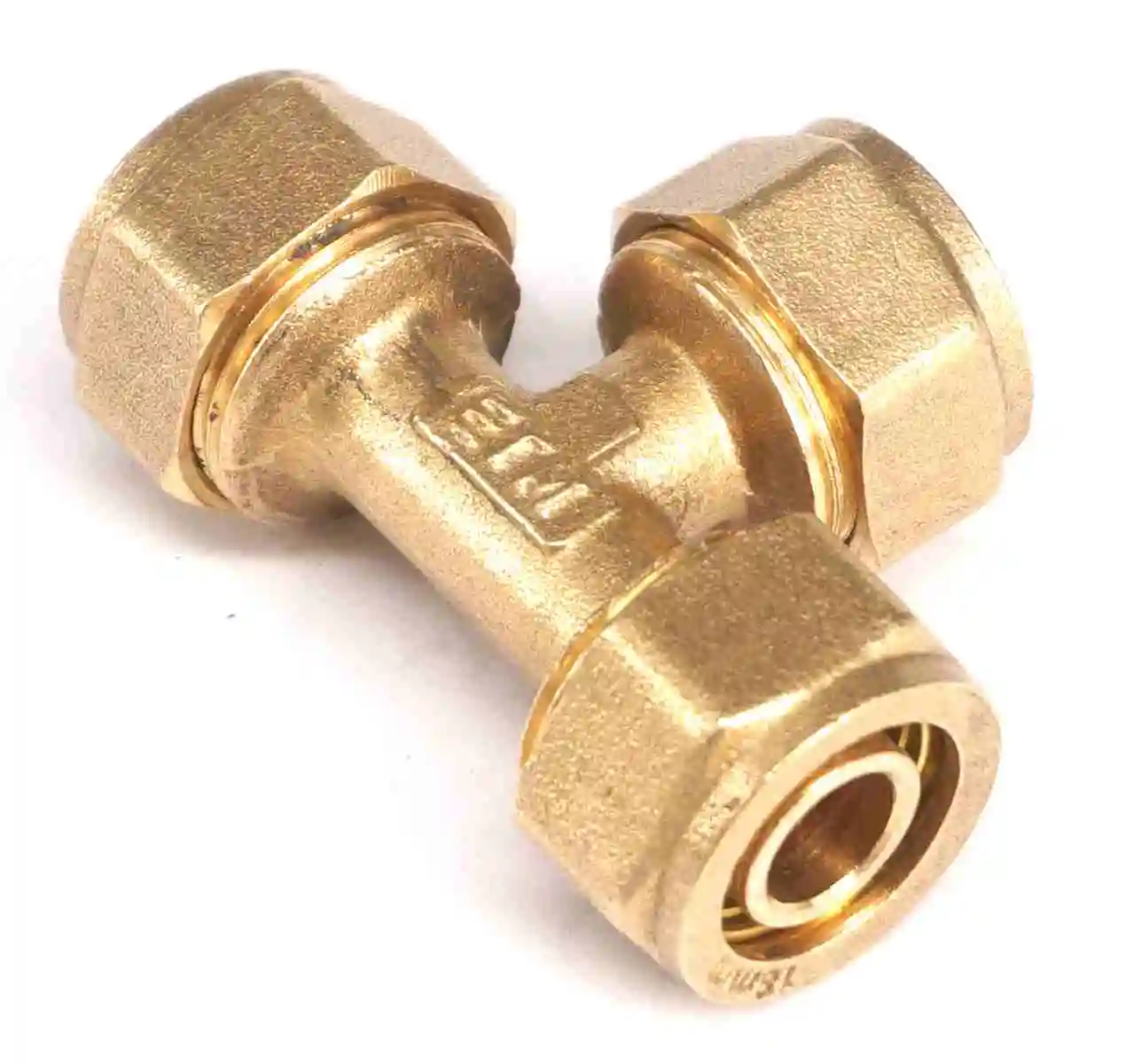 16x20mm IDxOD PEX-AL-PEX Tube Tee Brass Compression Pipe Fitting Connector For Floor Heating