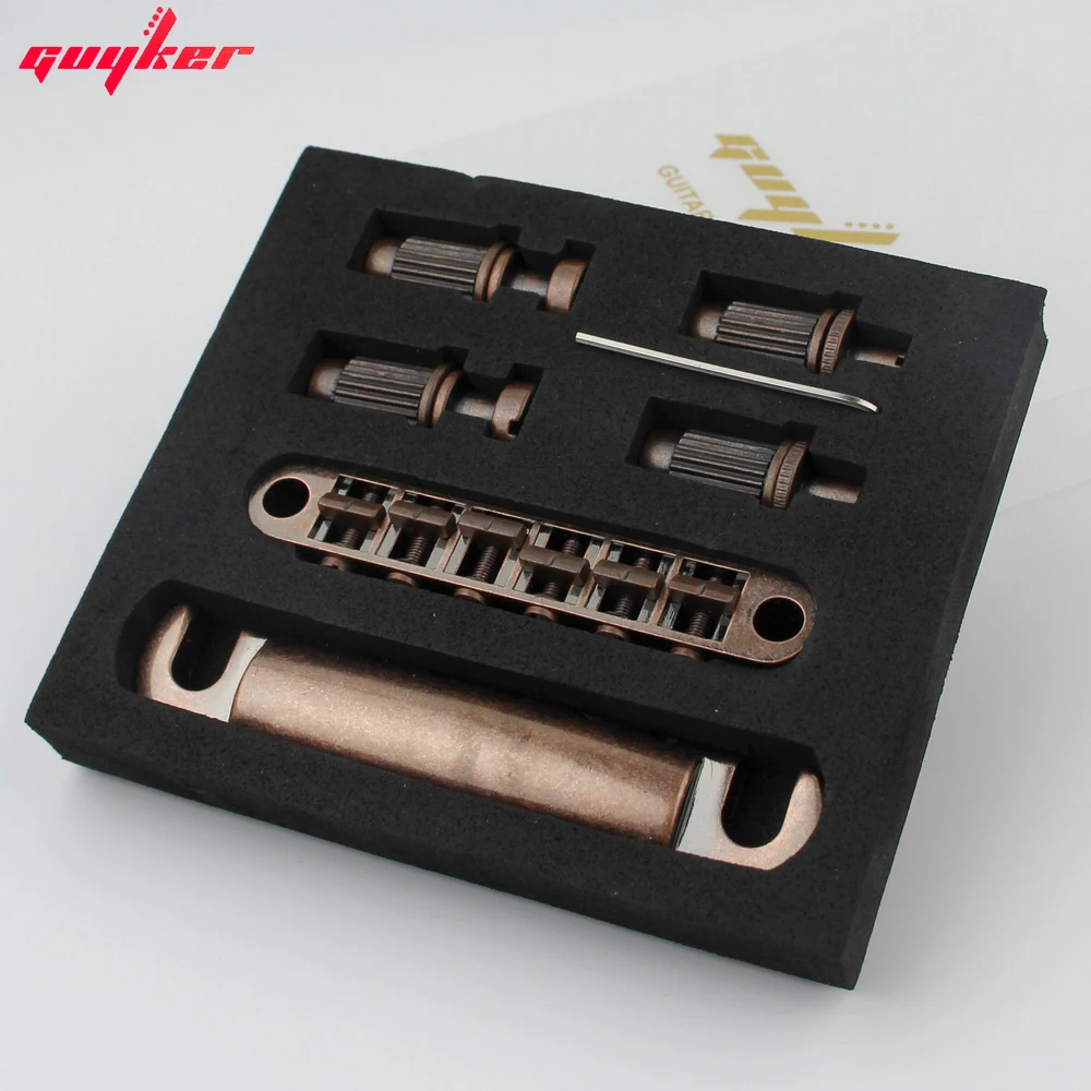 Guitarra barra de parada tailpiece com âncoras + tune o matic studs cor bronze para lp sg guitarras