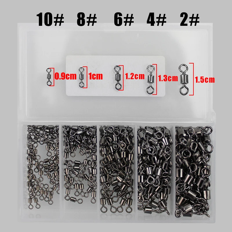 250pcs Swivels Interlock Snap Fishing Lure Tackles Fishing Gear Accessories Connector Copper Swivel Fishing Accessories Tackle