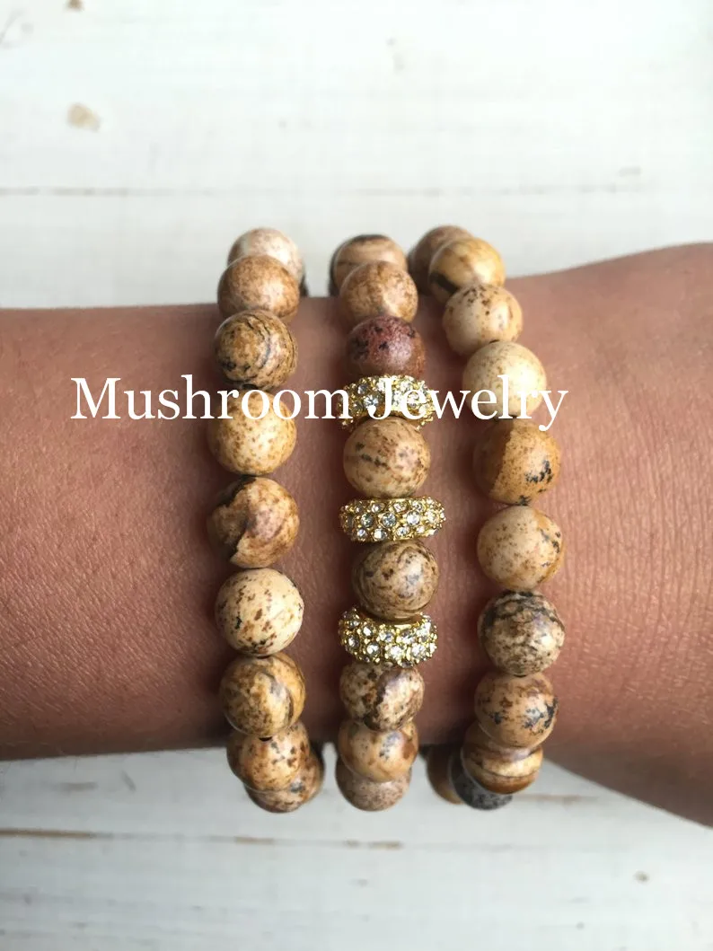 

New Fashion Natural Stone Beaded Bracelet for Women Picture Jasper Yoga Stretch Bracelets Bangles Bracelet For Women DIY Jewelry