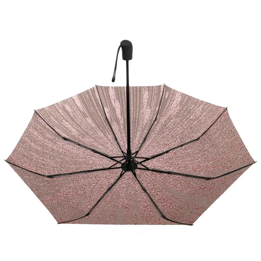 Stylish Metallic Glossy Texture Automatic Umbrella Rain Women Sun Protection Three Folding Umbrella Parasol Portable Parapluie