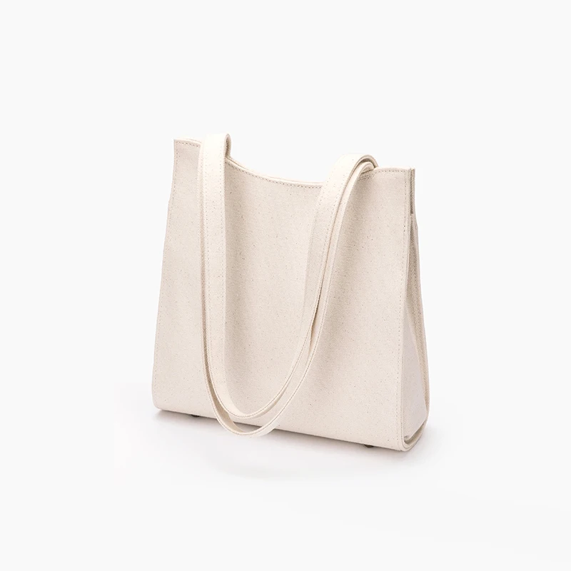 Original ins niche design shopping bag three-dimensional stylish tote bag white canvas shoulder bag summer