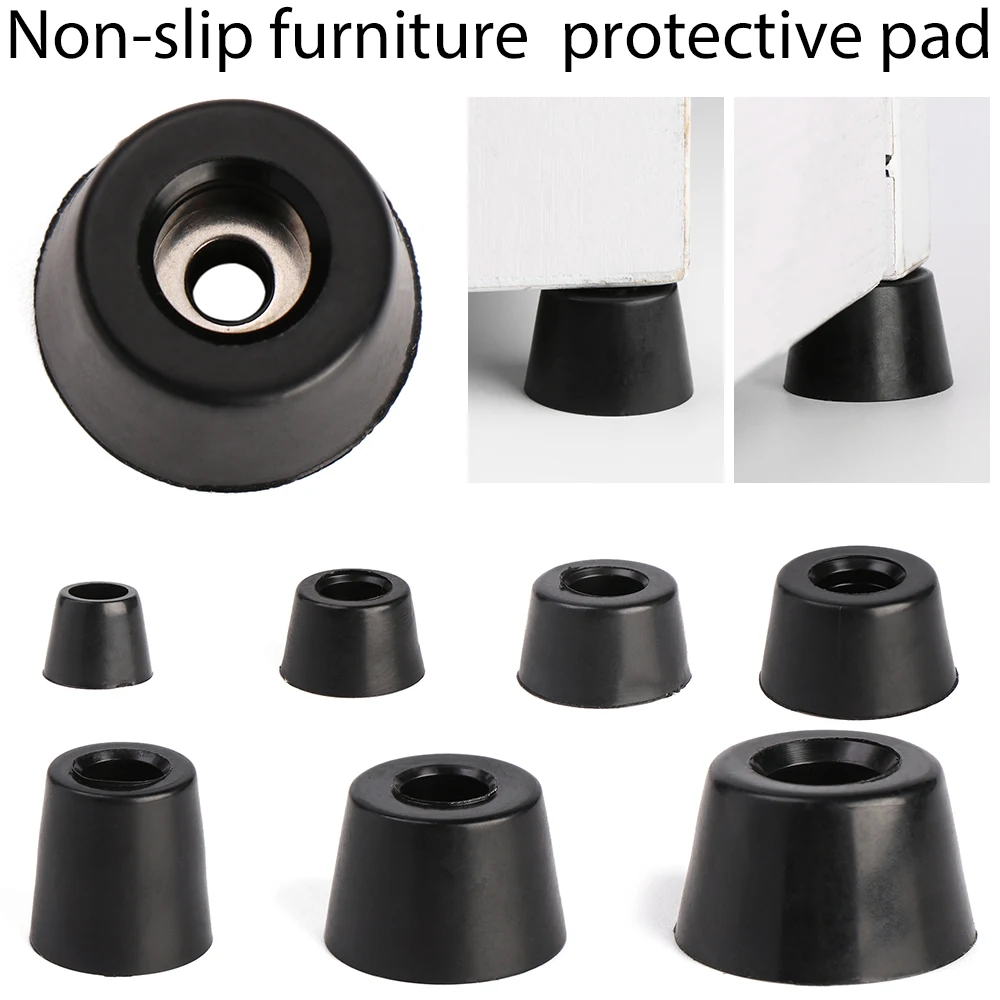 8pcs Black Speaker Cabinet Furniture Chair Table Box Conical Rubber Foot Pad Stand Shock Absorber Skid Resistance Parts Legs