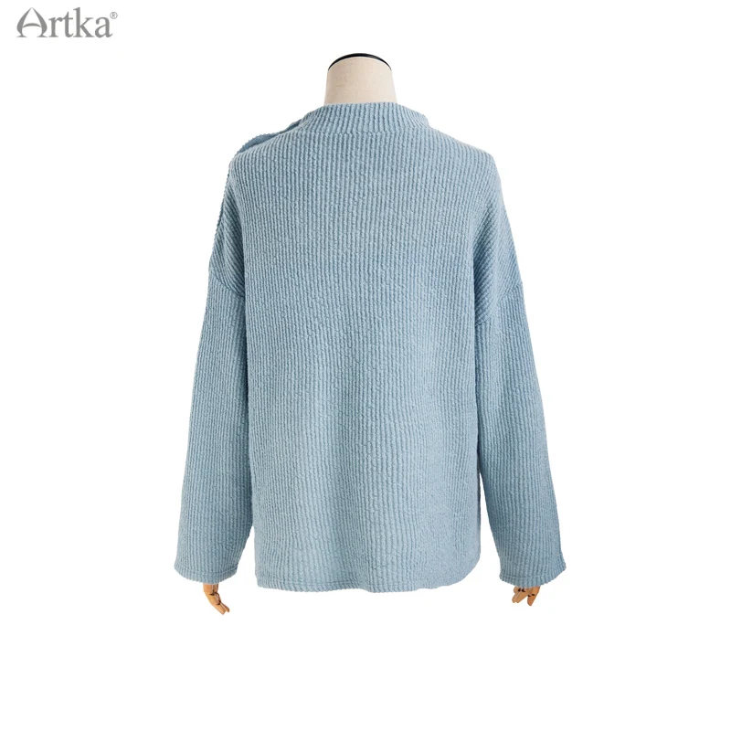 ARTKA 2021 Herbst Neue Frauen Pullover Set Elegante Oansatz Pullover Stricken Pullover Rüschen Midi Gestrickte Rock 2 Stück Set VA20013D