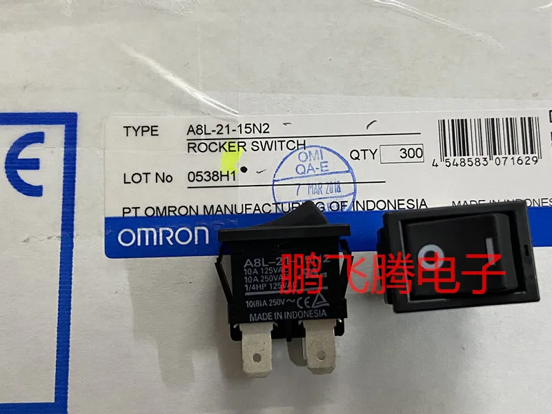 1PCS Japan A8L-21-15N2 high current rocker switch 4 feet 2 gear 10A250V rocker power switch