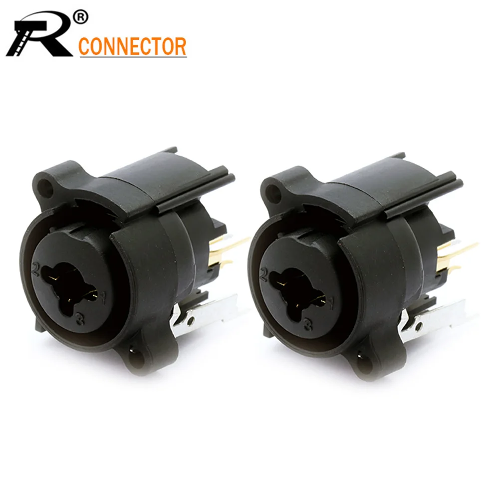 4pcs 6.35mm XLR Female Jack Connector Straight Female Socket Adapter Dual Purpose Audio Jack Speaker Plug Panel Mount Type