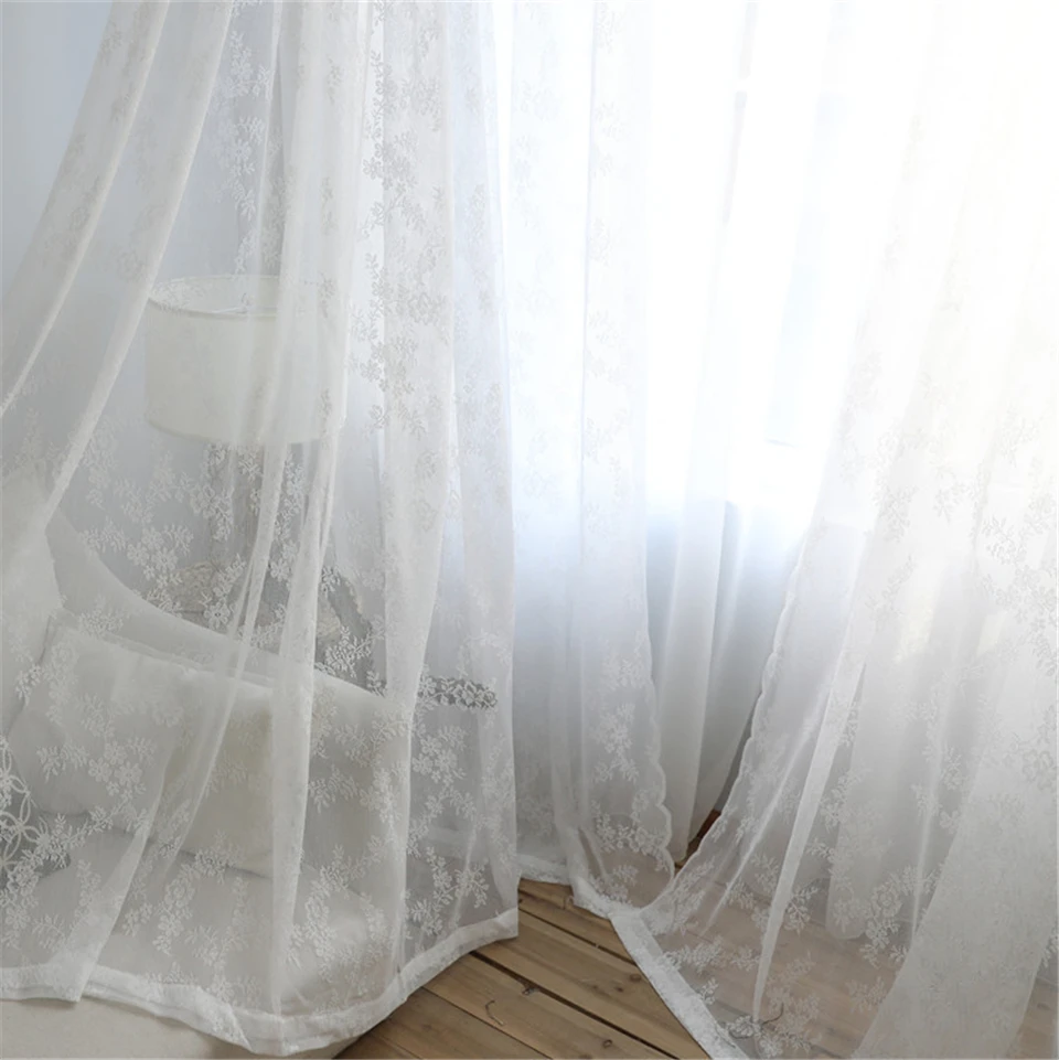 European White lace sheer curtains  for living room bedroom  window tulle  kitchen curtains short drapes home decor