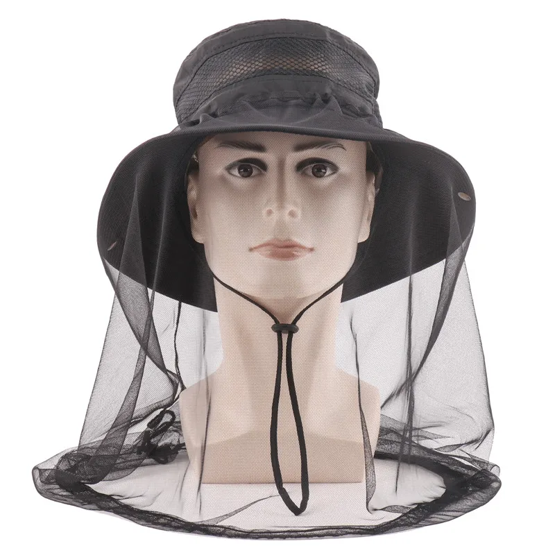 CAMOLAND Anti Mosquito Face Mesh Net Hat For Women Men Summer UV Protection Sun Hats Male Outdoor Fishing Hiking Bucket Hat