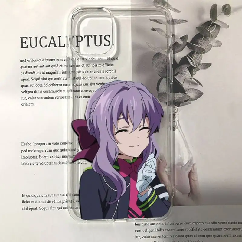 Anime Seraph of the end Hiiragi Shinoa Phone Case for iphone 13 11 12 pro XS MAX 8 7 6 6S Plus X 5S SE 2020 XR case