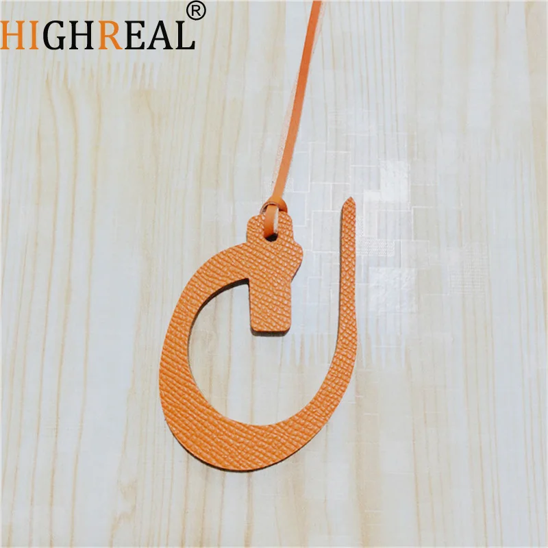 HIGHREAL Custom Made Luxury Genuine Leather Character Alphabet Arabic Letter N Keychain Women Bag Charm Backpack Pendant