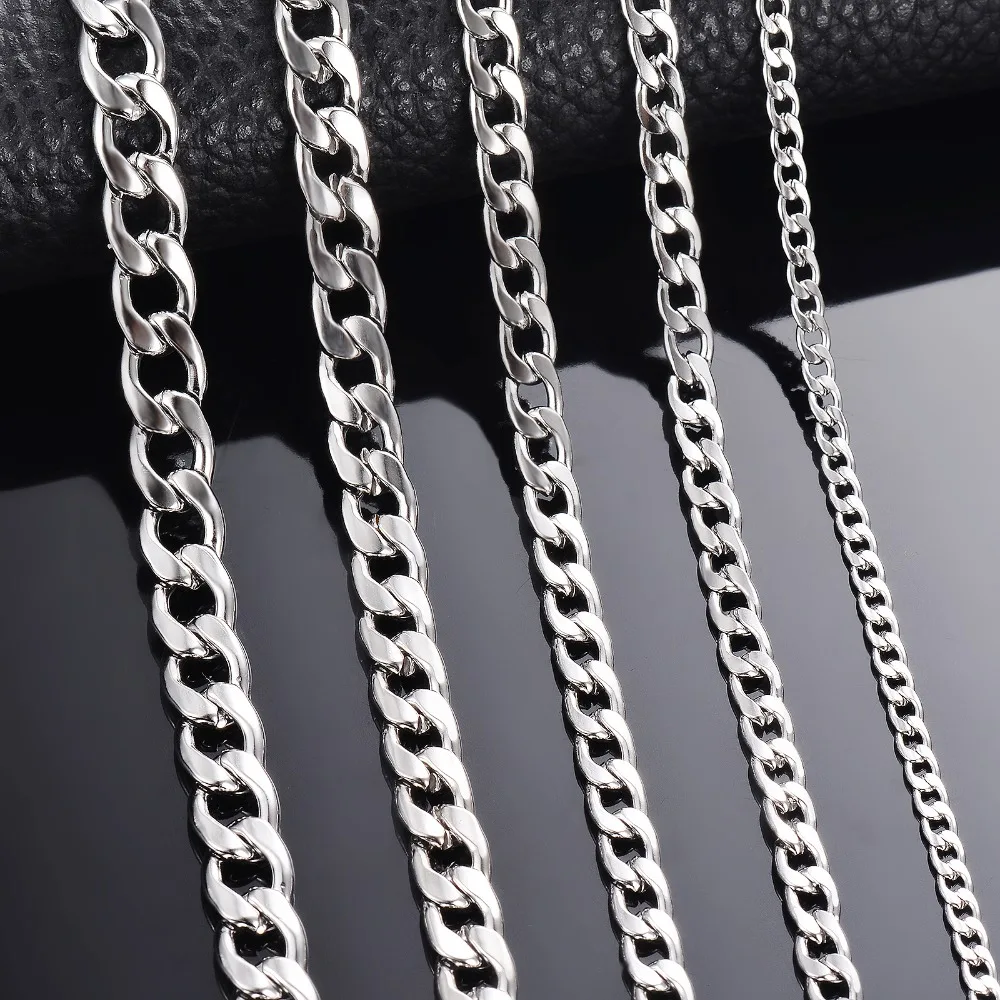 1 Stück Breite 3mm-9,5mm Panzerkette Halskette für Männer und Frauen, Basic Punk Edelstahlkette Choker – Detail 1