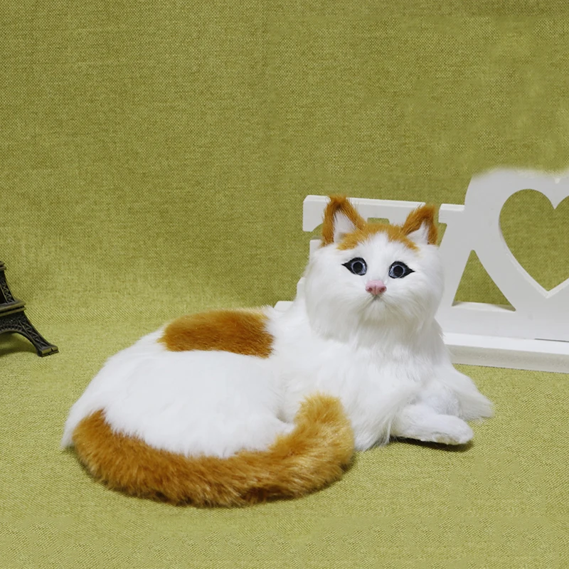 Simulation Plush Cat Toys Dolls Kitten Models Realistic Animals Figurines Kids Children Xmas Birthday Gift