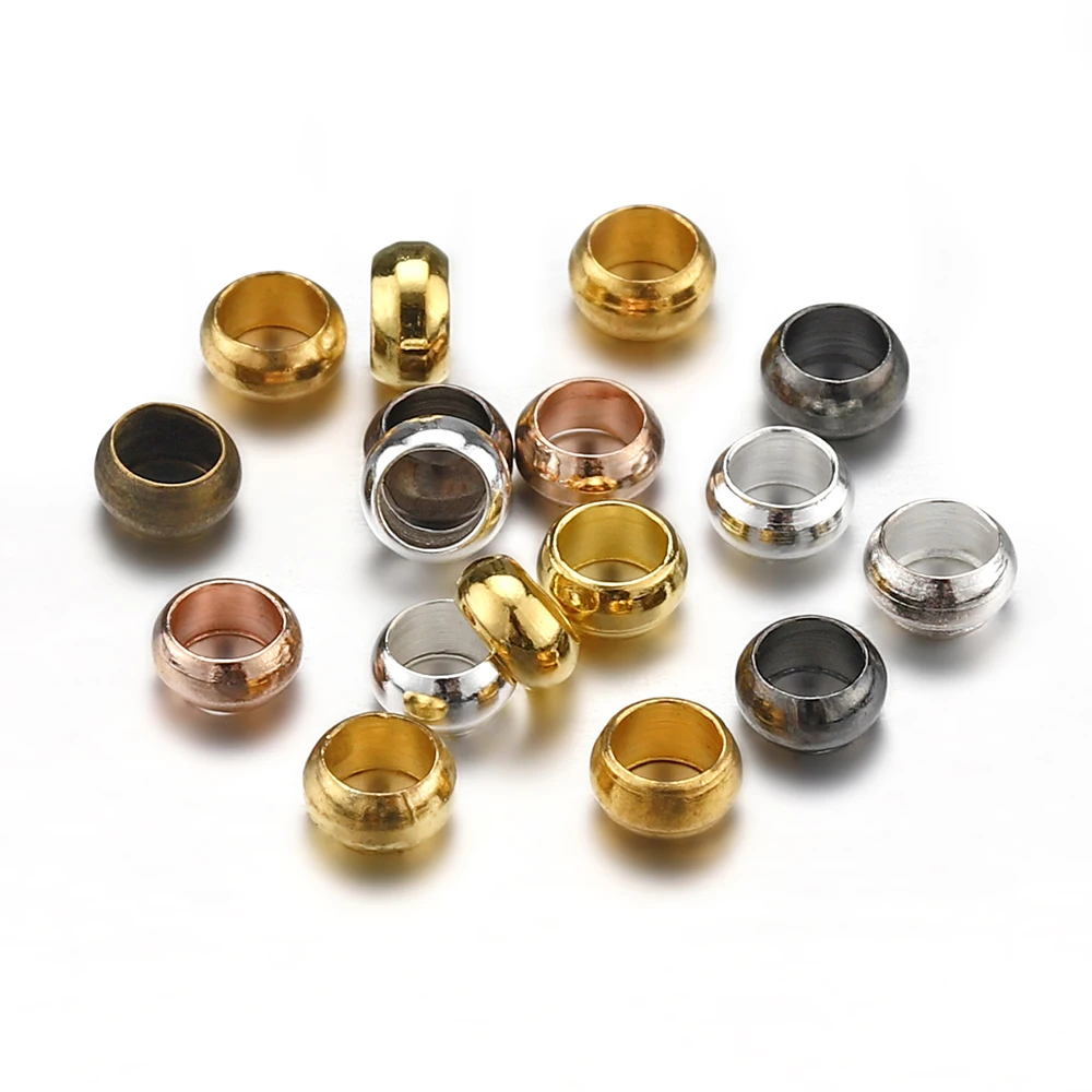 

500pcs/lot Copper Ball Crimp Gold Plated End Beads Dia 2/2.5/3mm Big Hole Stopper Spacer Beads For Diy Jewelry Making Findings