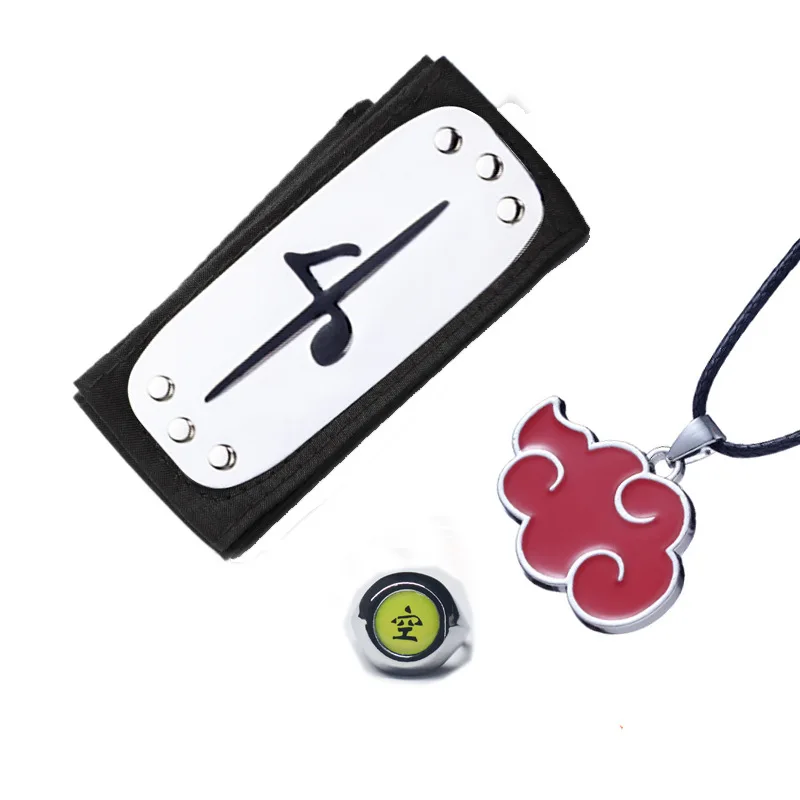 Anneau de bande de sauna Itachi Anime pour hommes et femmes, collier Akatsuki Deidara, accessoires Ninja Rick, accessoires Cosplay, 3 pièces