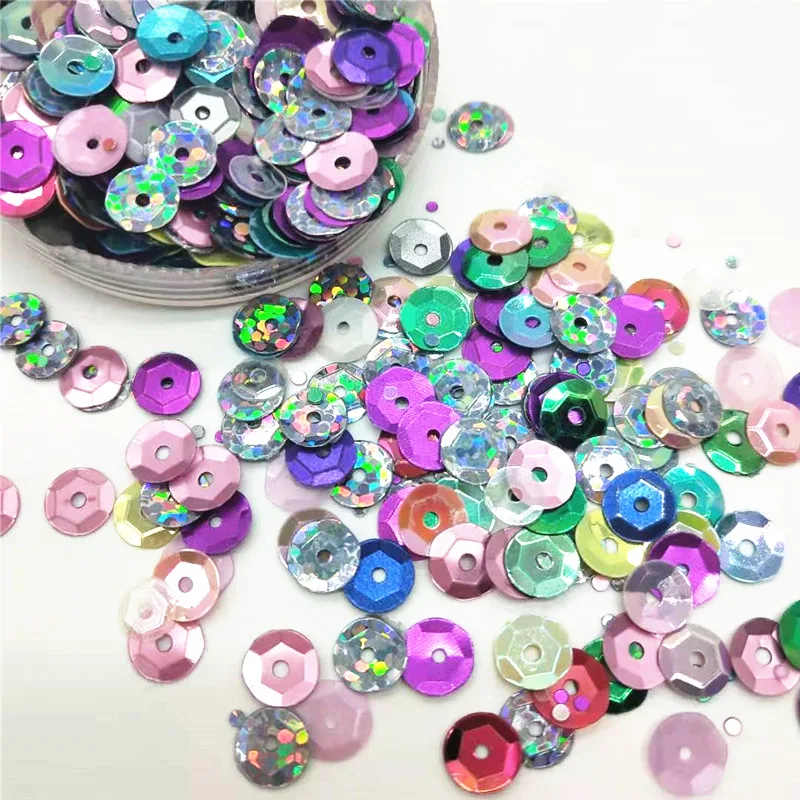 50g 6mm Cup Sequins Mix Dull Matte Laser Colors Round Paillette For Crafts DIY Accessory